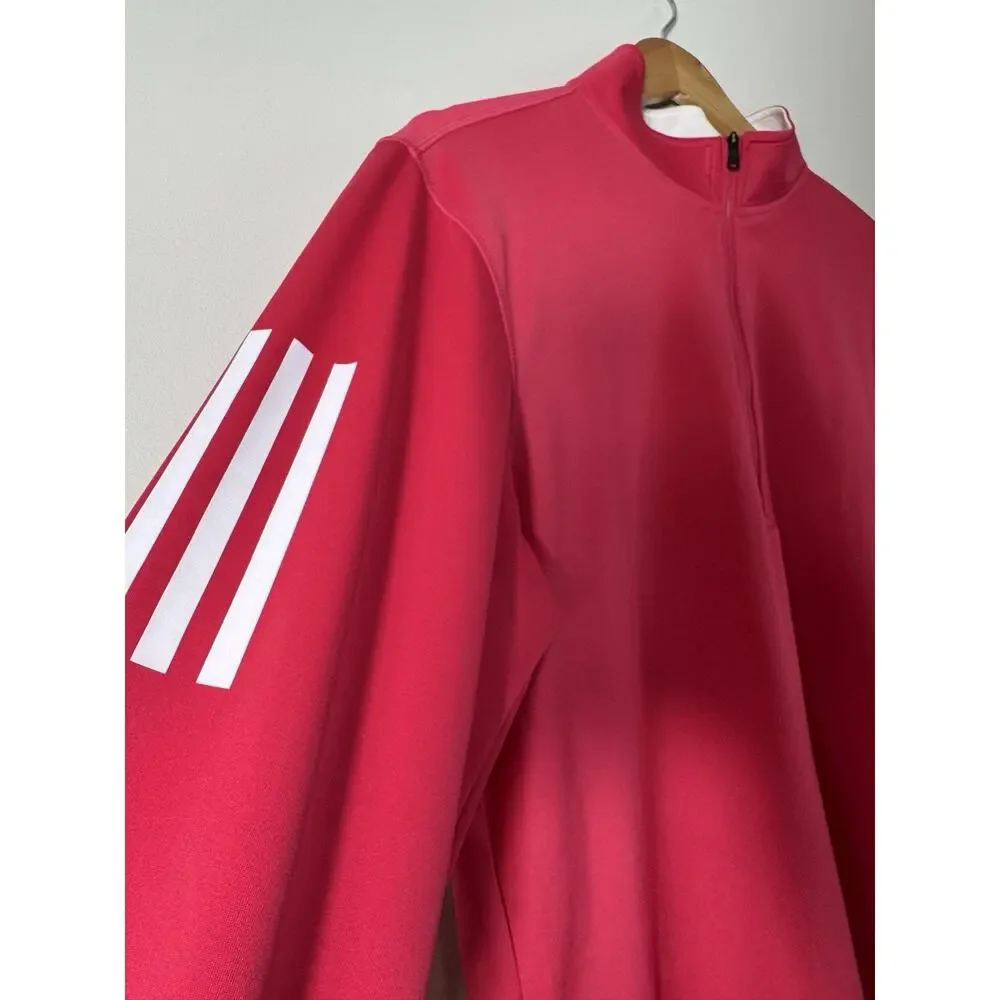 Adidas Performance Three-Stripe Long Sleeve Red 1/4 Zip Size M Unisex Sports